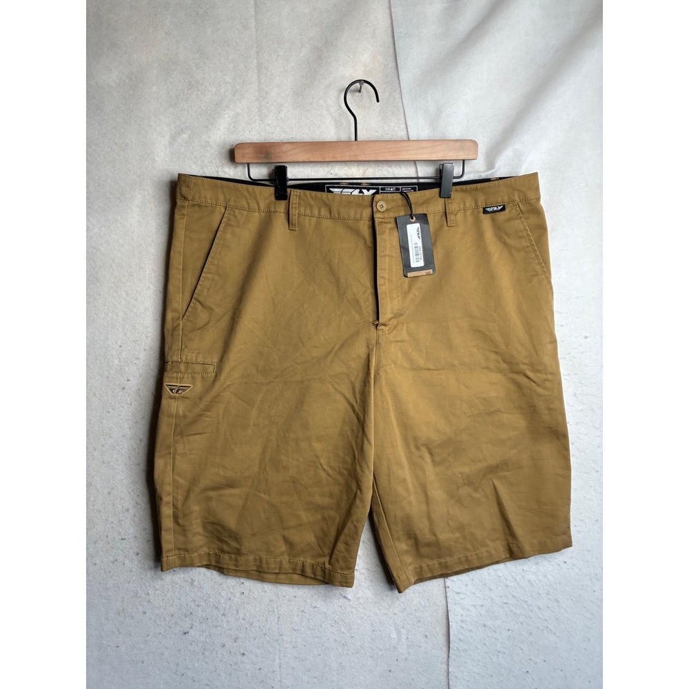 NWT Fly Racing Stock Shorts Mens 40 Khaki Tan Twill Professional Race Equipment